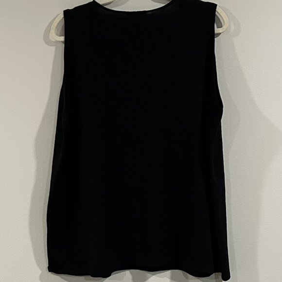 NWT Eileen Fisher Black  Extra Fine Merino Crew Neck Top Shell Size 2X - Picture 6 of 7